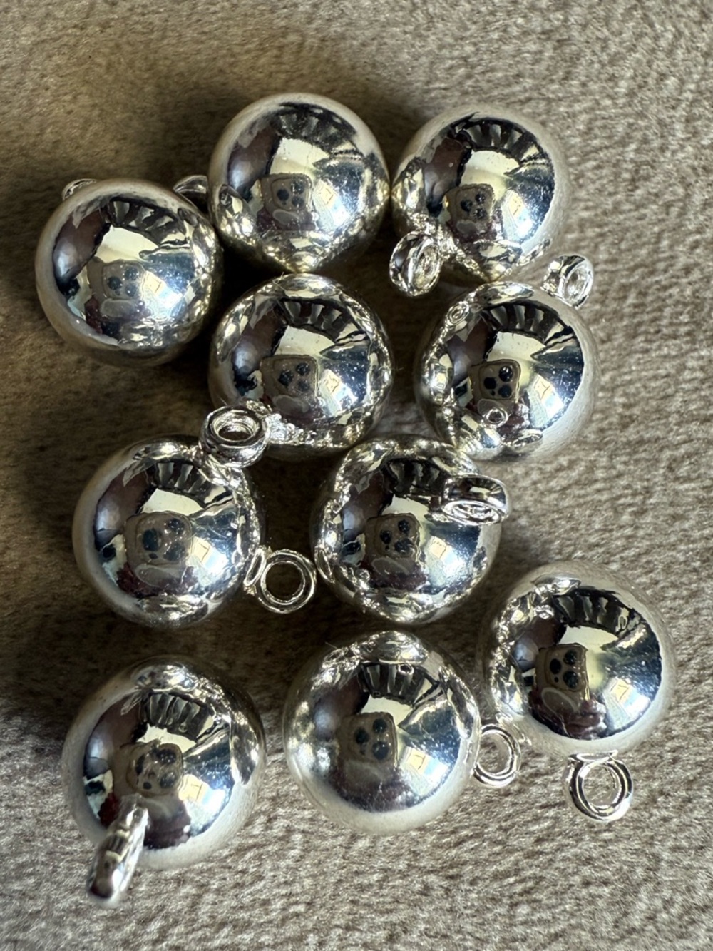 Sterling-Look Round Ball Charms - Silver Finish (Set) - Picture 1 of 1
